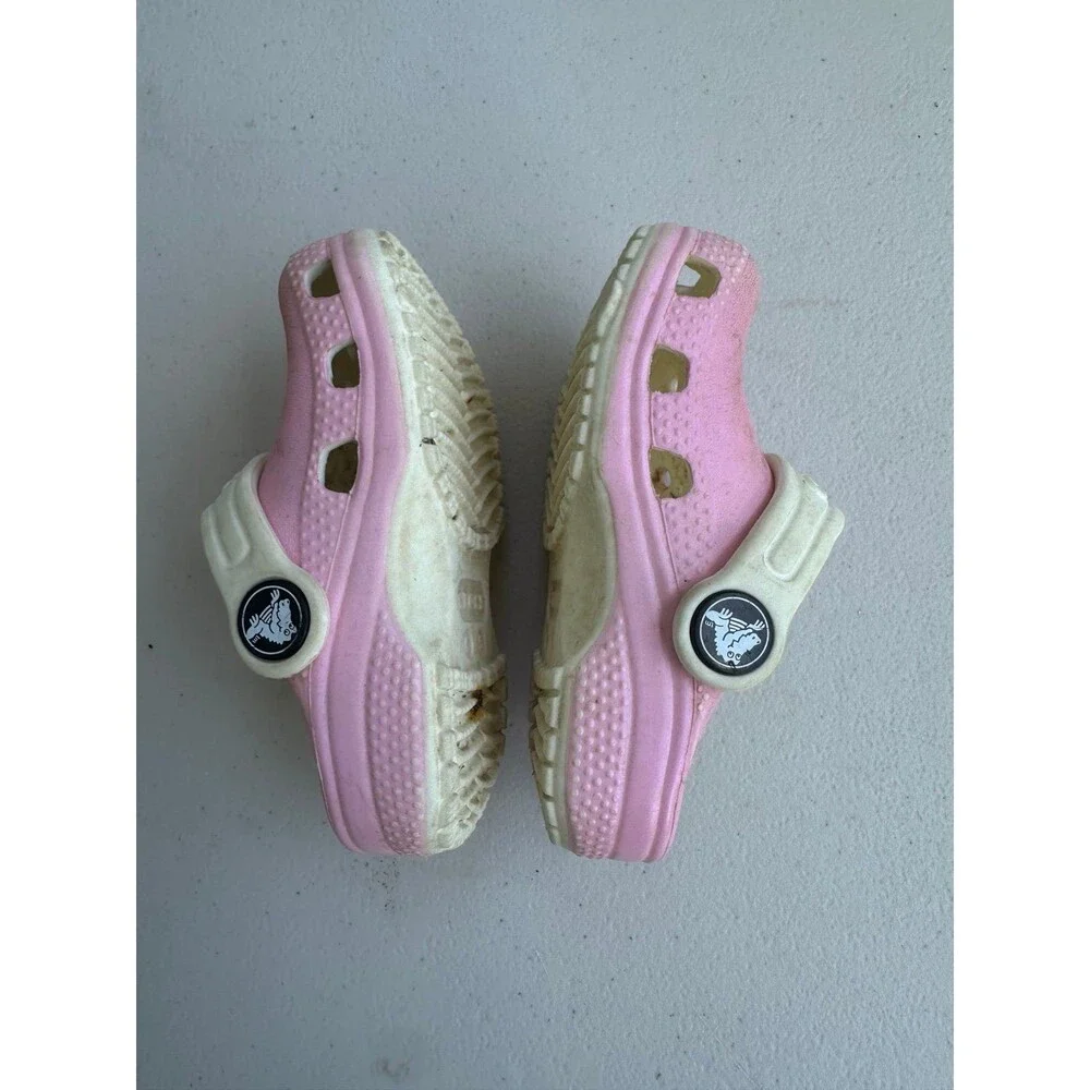 Crocs Kids Toddler Girl Pink White Summer Ready Classic Clogs 5